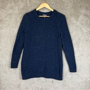 Lands End Sweater Womens Small Blue Pullover Chunky Knit Cotton Blend- 9987*